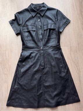 BCBGMAXAZRIA Stephana faux leather shirt dress